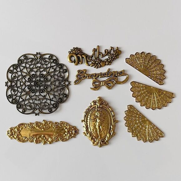 Vintage Other - Vintage Brass Metal Stampings & Filigree Lot